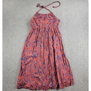 Jessica Simpson Maternity Halter Dress Womens S Pink Blue Floral Gauze A-Line